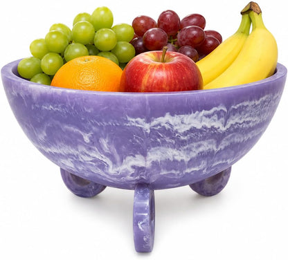 Large Salad Bowl with Serving - Decorative Mixing Bowl with Ring Base | Ideal for Fruits, Pasta & More | Handcrafted Resin Bowl for Dining & Kitchen (Black Terrazzo, Normal)