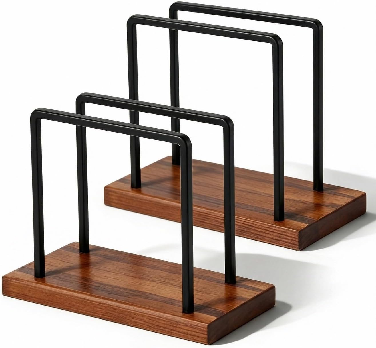 Napkin Holder, 2 Pack Walnut Paper Napkin Holder for Table with Sturdy Iron Frame, Kitchen & Dining Room Decor